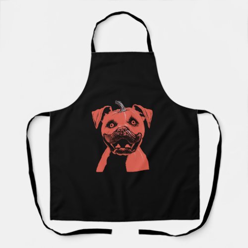 Scary Boxer Dog Pumpkin Jack O Lantern Halloween M Apron