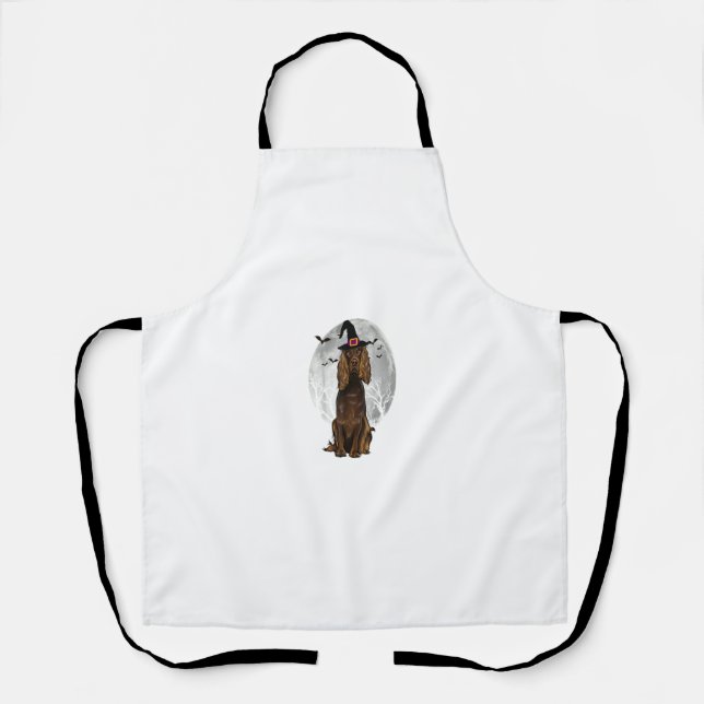 Scary Boykin Spaniel Dog Witch Hat Halloween Apron (Front)