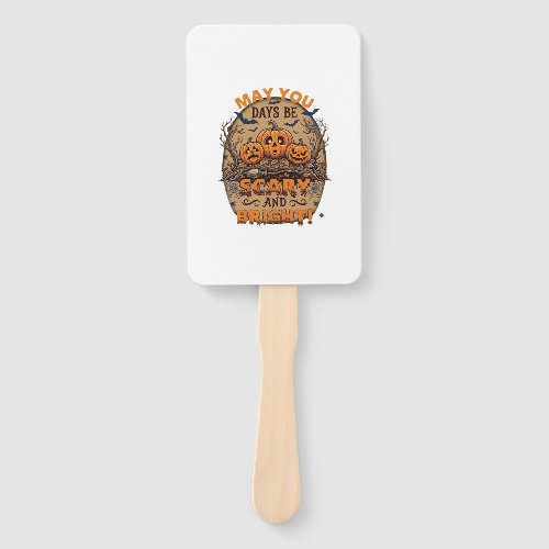 Scary Bright Halloween Pumpkins Bats Broomstick_1 Hand Fan