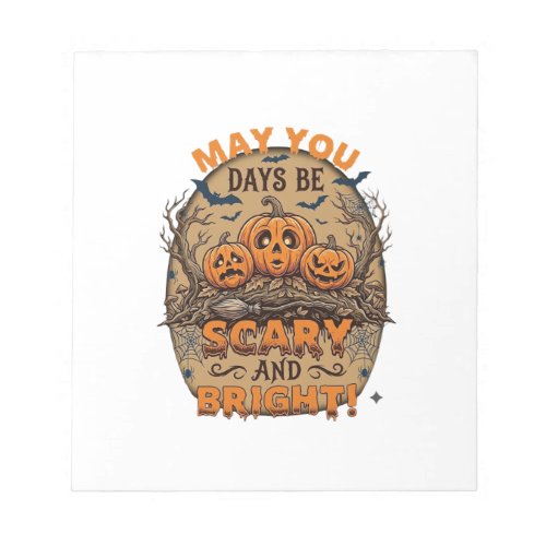 Scary Bright Halloween Pumpkins Bats Broomstick_1 Notepad
