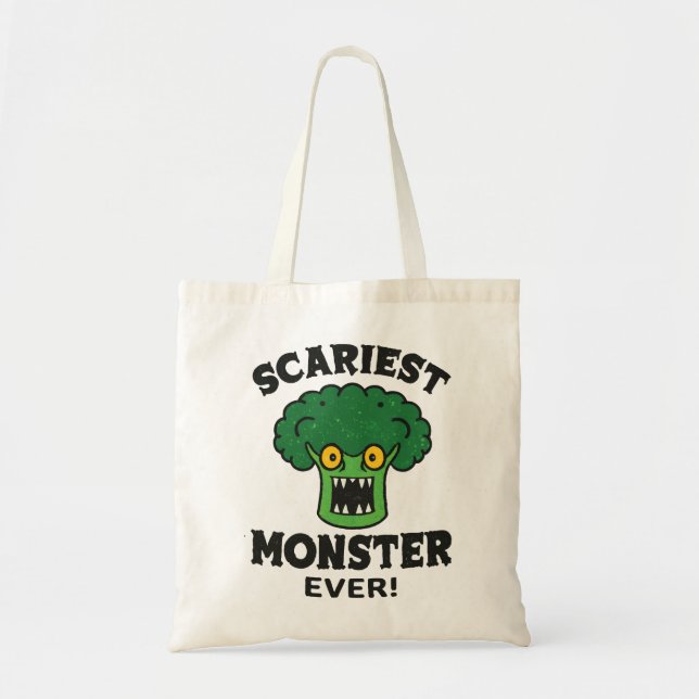 Scary Broccoli Monster Tote Bag (Front)