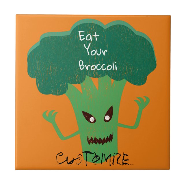 Scary Broccoli Thunder_Cove Ceramic Tile (Front)