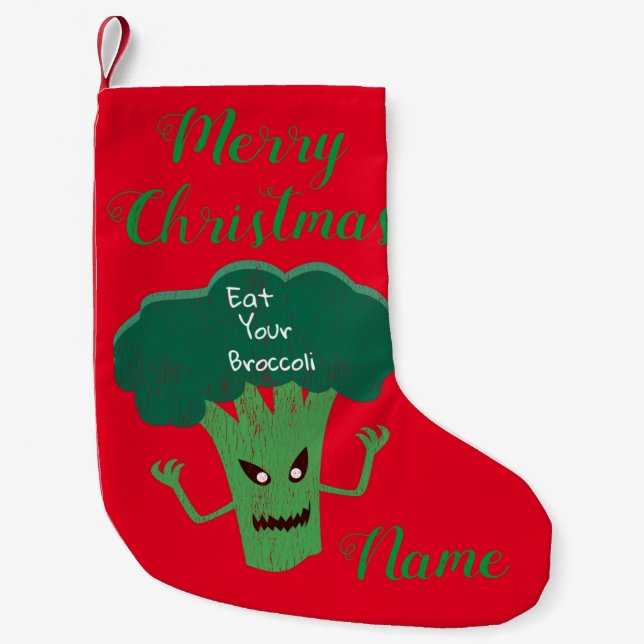Scary Broccoli Thunder_Cove Small Christmas Stocking (Front)