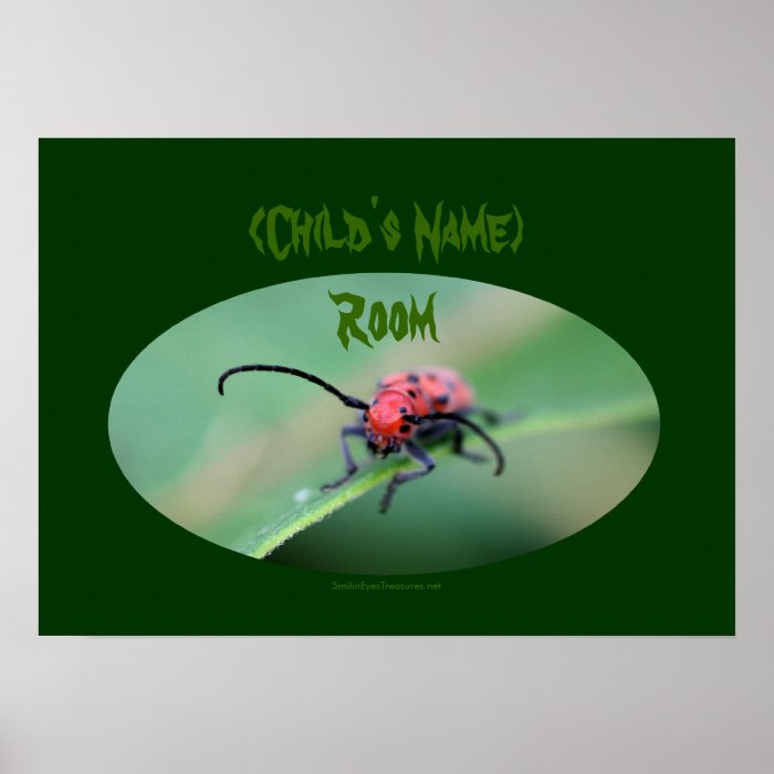 Scary Bug Kids Room Personalized Wall Door Poster