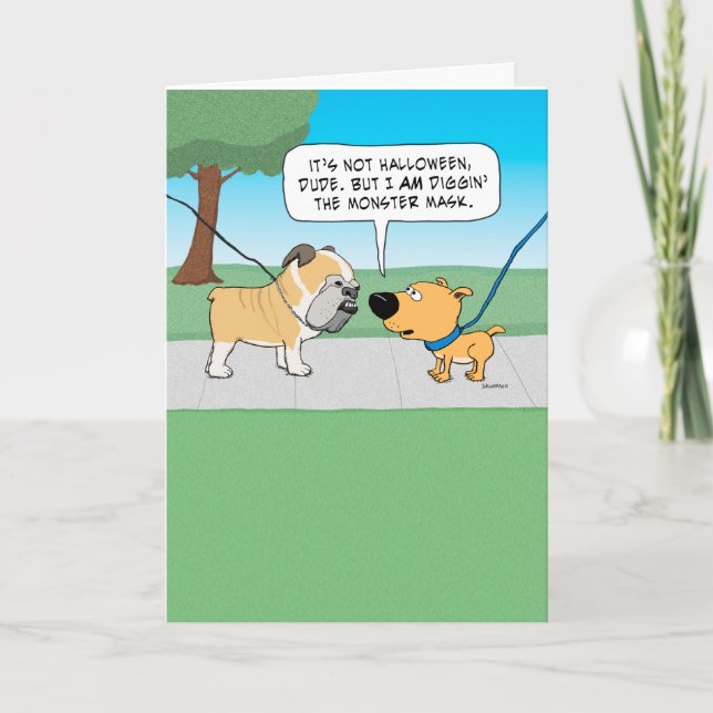 Scary Bulldog Face Birthday Card (Front)