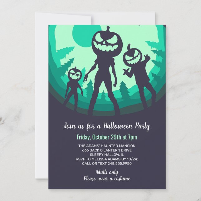 Scary Bumkin Zombies Halloween Party Invitation (Front)