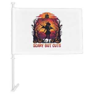 Scary But Cute Halloween Bat Girl Pumpkins Haunted Car Flag