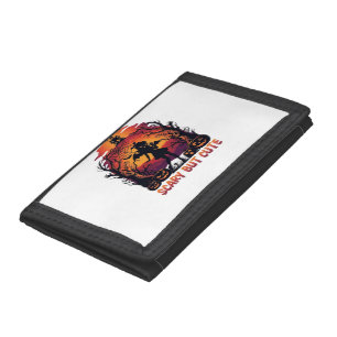 Scary But Cute Halloween Bat Girl Pumpkins Haunted Tri-fold Wallet