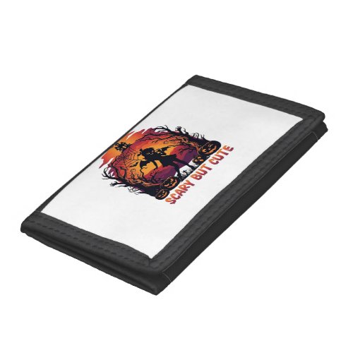 Scary But Cute Halloween Bat Girl Pumpkins Haunted Trifold Wallet
