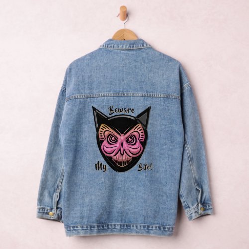 Scary Butterfly Cat Skull Denim Jacket