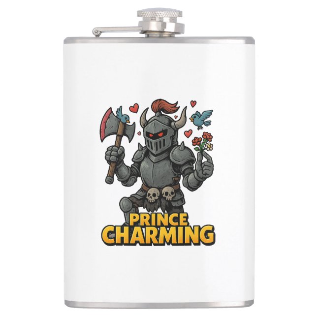 Scary Cartoon Knight  – “Price Charming Flask (Front)