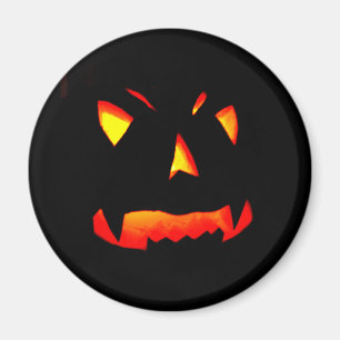 Scary Carved Halloween Pumpkin Face Magnet