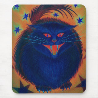 Scary Cat Blue mousepad vertical