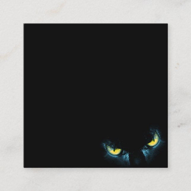 Scary cat eyes on a black background square business card (Front)