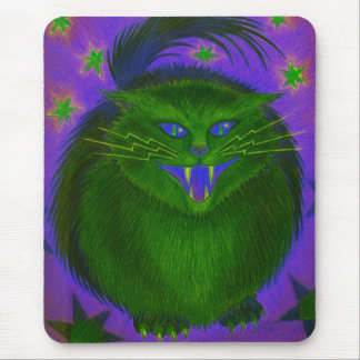 Scary Cat Green mousepad vertical