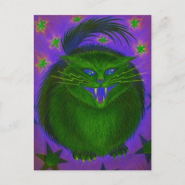 Scary Cat Green postcard (Front)