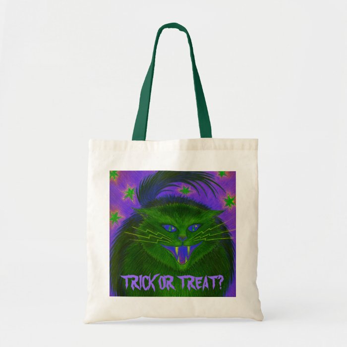 Scary Cat Green 'Trick or Treat?'  bag