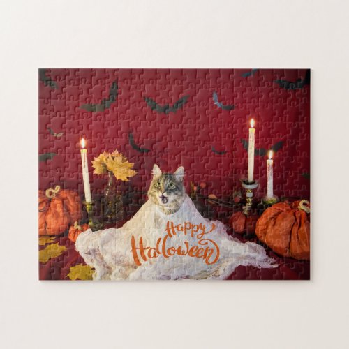 Scary Cat in Funny Halloween Costume  Jigsaw Puzzle