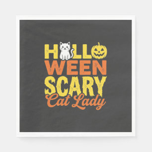 Scary Cat Lady Halloween Design_1 Napkins