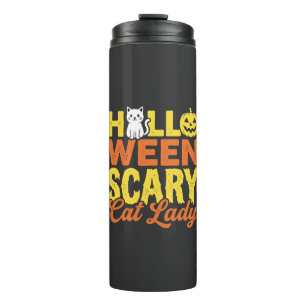 Scary Cat Lady Halloween Design_1 Thermal Tumbler