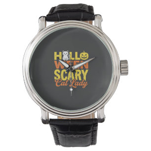 Scary Cat Lady Halloween Design_1 Watch