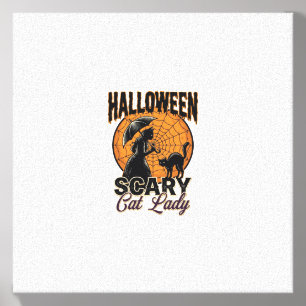 Scary Cat Lady Halloween Witch Web Vintage Shirt_1 Canvas Photo Tile