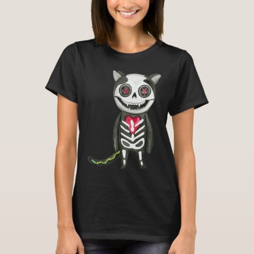 Scary Cat Sugar Skull Calavera Dia De Los Muertos  T_Shirt