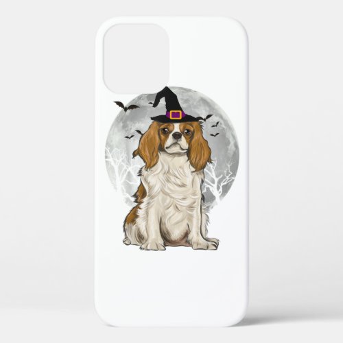 Scary Cavalier King Charles Spaniel Dog Witch Hat  iPhone 12 Case