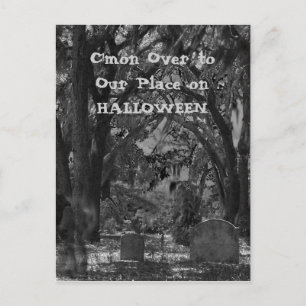 Scary Cemetery Halloween Invitation Postcard
