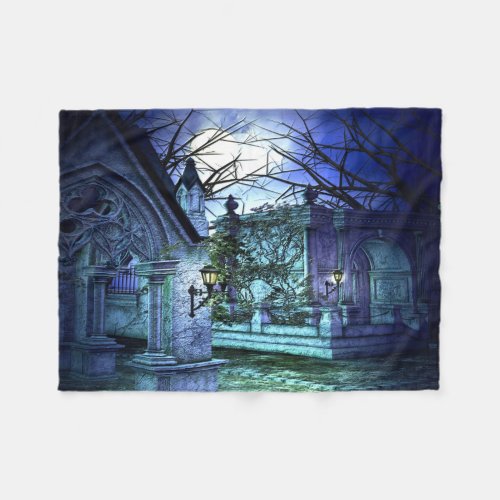 Scary Cemetery with Graveyard and Tombs Fleece Blanket