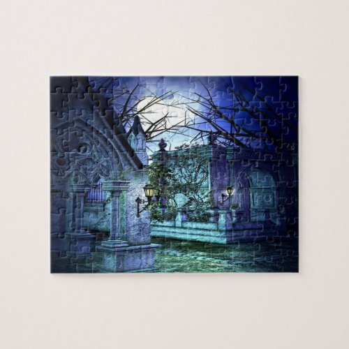 Scary Cemetery with Graveyard and Tombs Jigsaw Puzzle