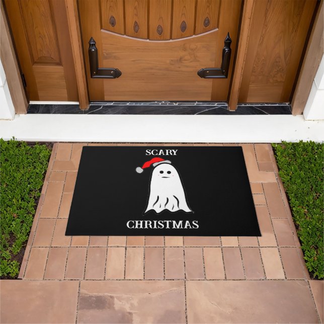 Scary Christmas Ghost with Santa Hat  Doormat (Outdoor)