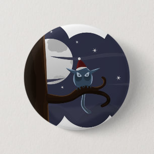 scary christmas owl pinback button