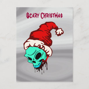 Scary Christmas Santa Skull Bloody Holiday Postcard