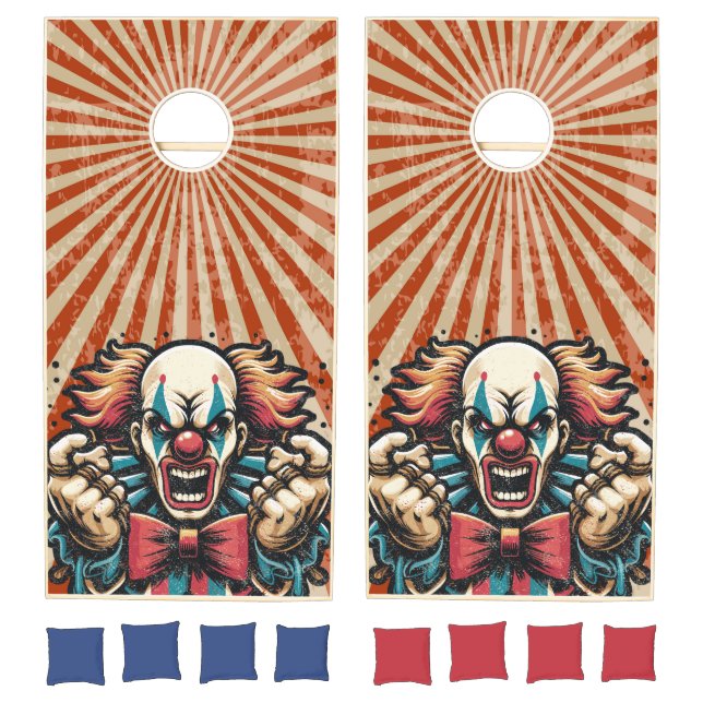 Scary Circus Clown Cornhole Set (Set)