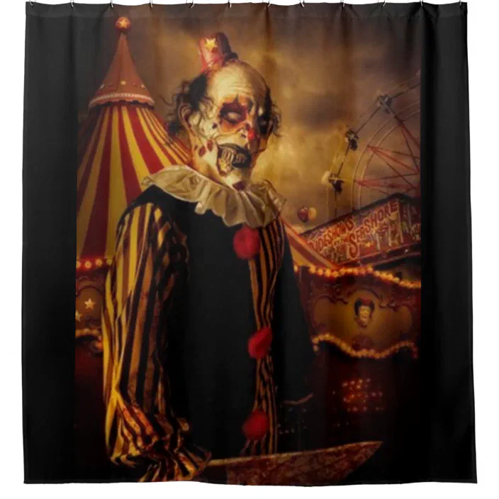 Scary Circus Clown Shower Curtain Zazzle Com Scary Circus Clown Shower Curtain, Scary Clown Shower Curtains