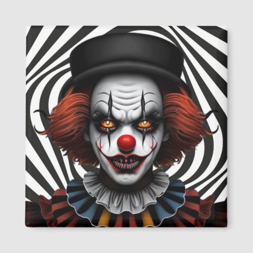 Scary Circus Clown Trippy Psychedelic Creepy Vibe Magnet