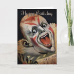 Scary Clown Birthday Card<br><div class="desc">Custom restored,  high quality vintage clown image.</div>