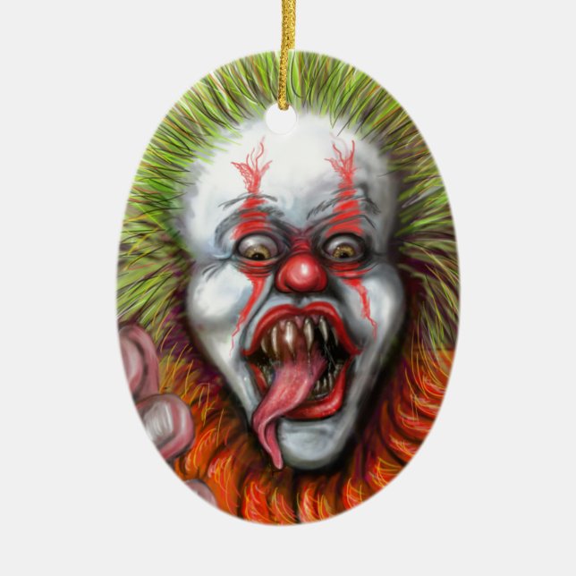 scary Clown Ceramic Ornament (Front)
