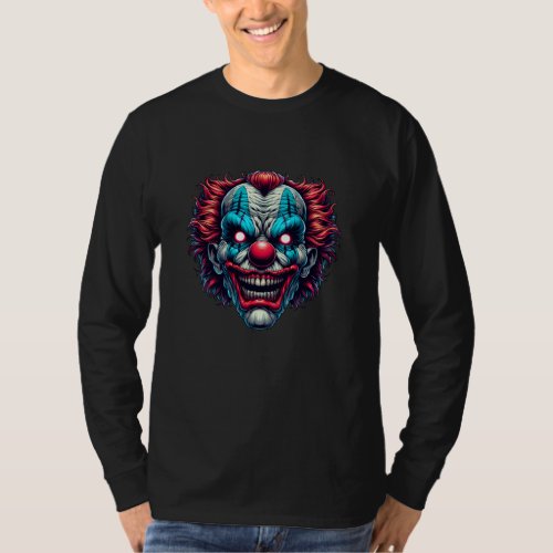 Scary Clown Face Ai Art T_Shirt