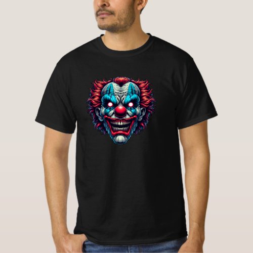 Scary Clown Face Ai Art T_Shirt