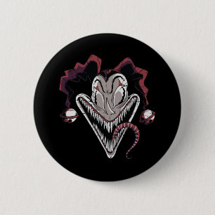 Scary Clown Face Halloween Design Button