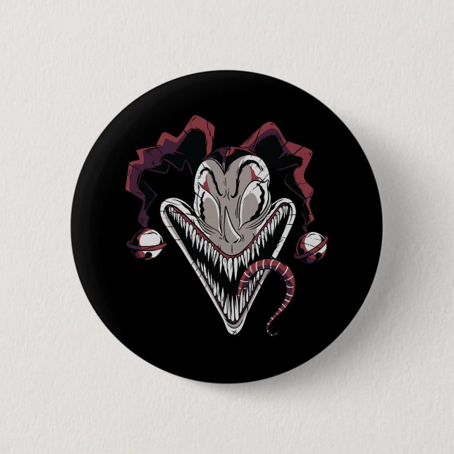 Scary Clown Face Halloween Design Button (Front)