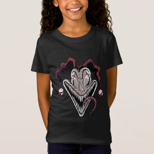 Scary Clown Face Halloween Design T-Shirt (Front)