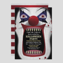 Scary Clown Halloween Party Carnival Circus Horror Invitation