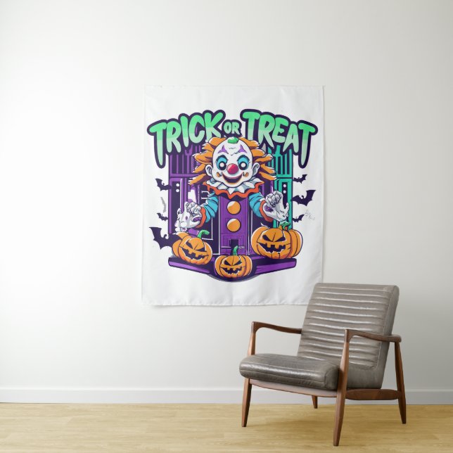 Scary Clown Halloween  Tapestry (In Situ)