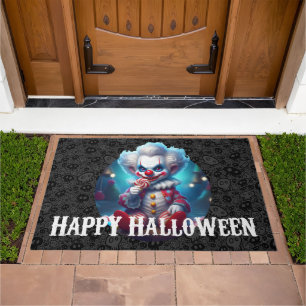 Scary Clown Happy Halloween Doormat