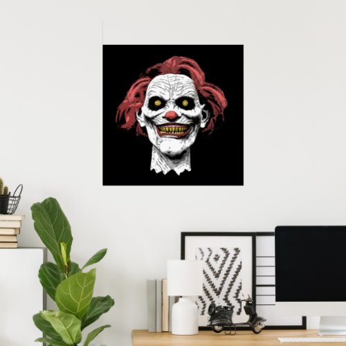 Scary clown horror cartoon poster