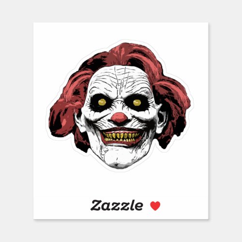 Scary clown horror cartoon sticker