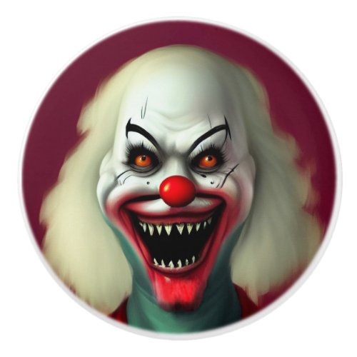 scary clown horror portrait ugly monster Halloween Ceramic Knob